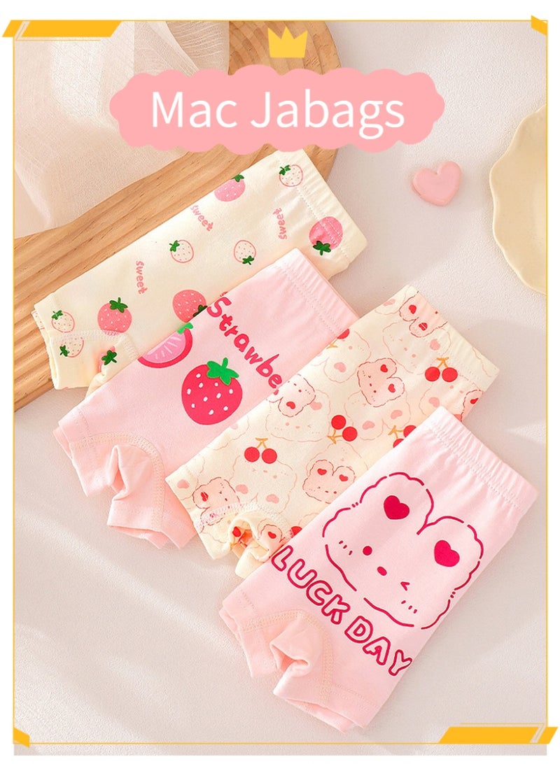 ماك جاباجز Mac Jabags المضادة للبكتيريا القطن الخالص الفئة A الملابس الداخلية الرسوم المتحركة رباعة الزوايا الملابس الداخلية الفتيات الزوايا المسطحة السراويل القصيرة الملابس الداخلية الأطفال - 4 ملابس - Image 4